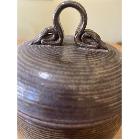 Soda Creek Pottery Paradise Ca Brown Glaze Vase Vintage 6 1/4”T Lid And Pot - Picture 2 of 8
